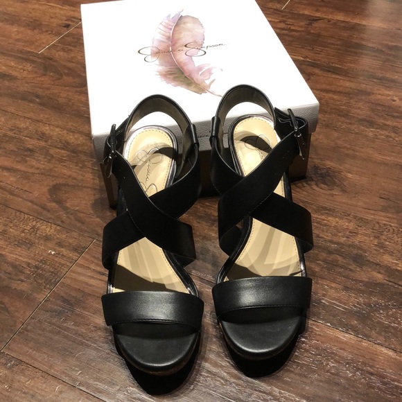 Jessica Simpson Shoes - Jessica Simpson Black Leather Wedges